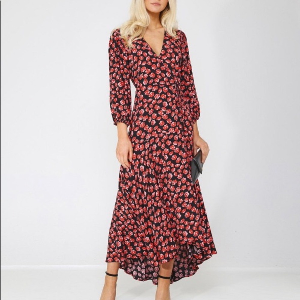 BNWT Gannie Lindale Red Crepe Midi Dress